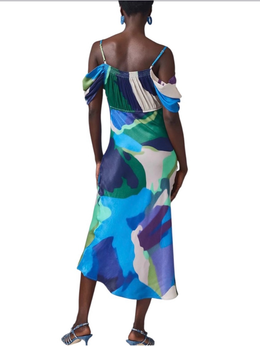 Bl^nk London Painterly Off-Shoulder Midi Dress - Picture 2 of 9